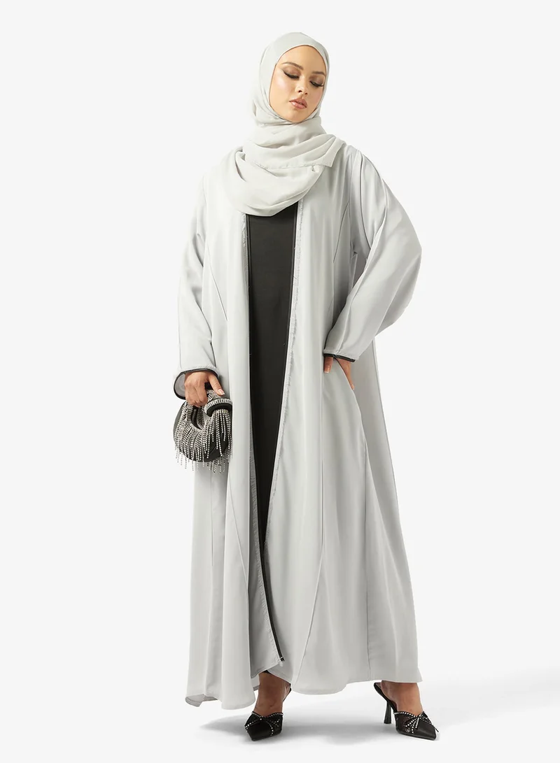 hayas closet  Piping Detail Abaya With Sheila for Women | Best Price UAE